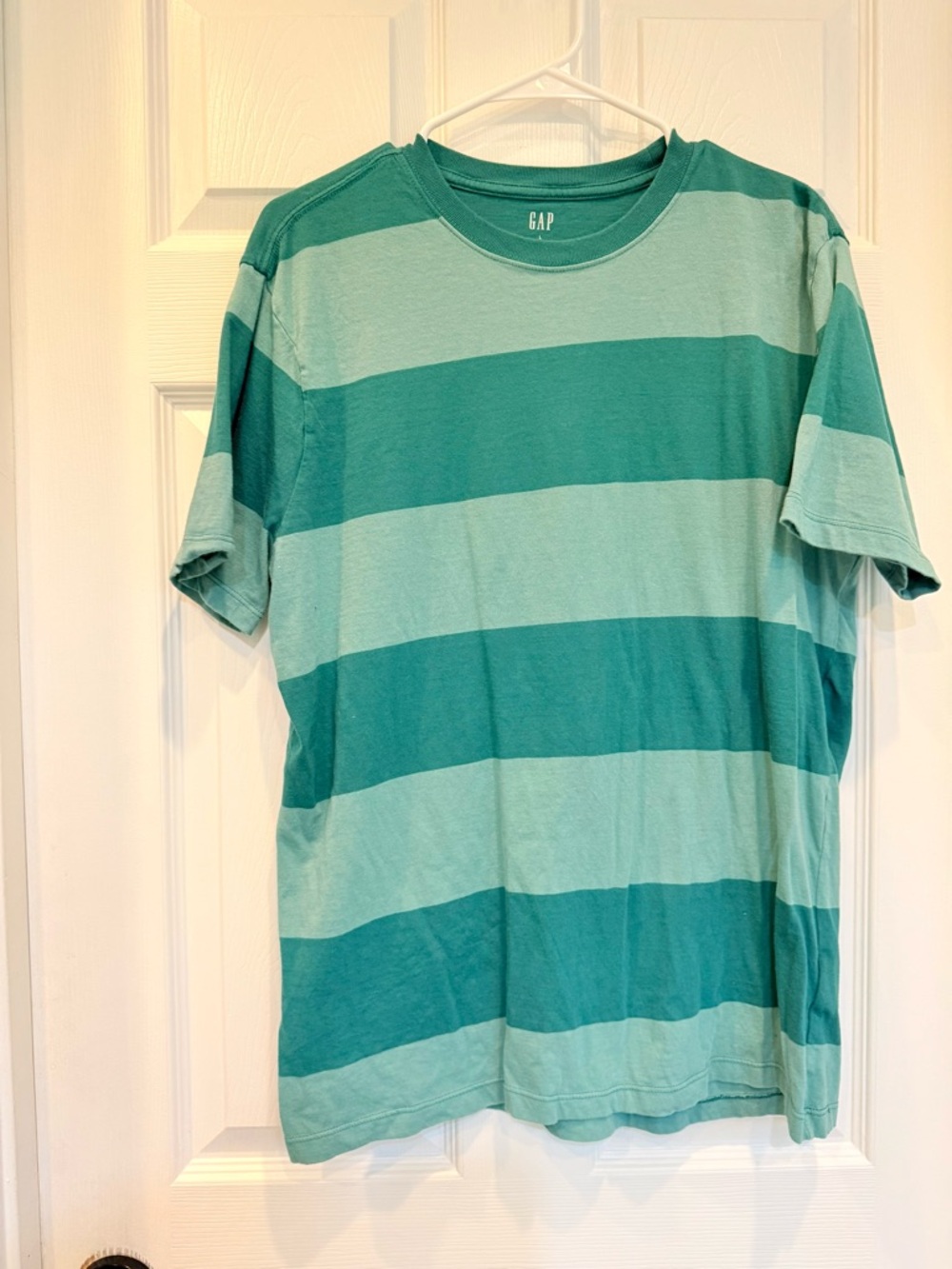 GAP Men’s Green Striped Short-Sleeve Tee